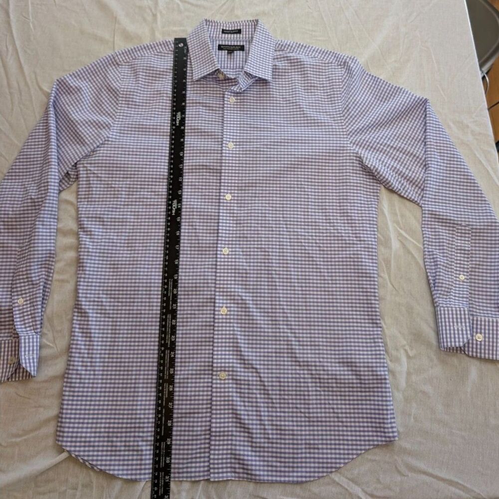 Banana Republic Mens Large Button Up Camden Fit Check Shirt Purple White
